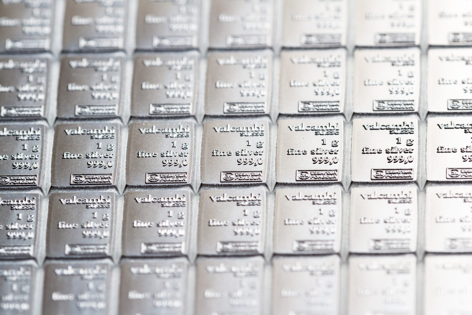 Collection de lingots argent de différents poids